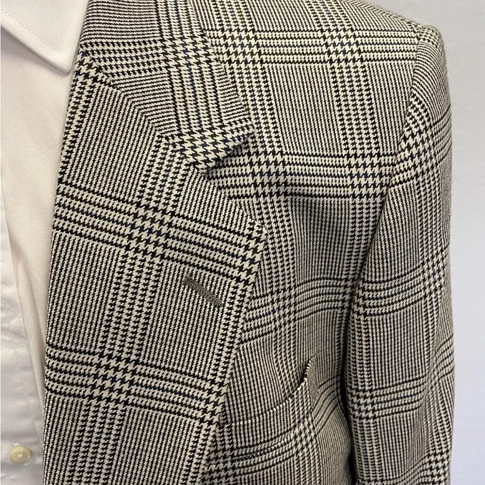 PERRY ELLIS vintage perry‎ ellis era Prince of Wales Check Jacket 46 made in usa